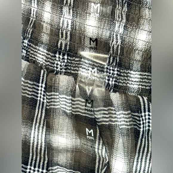 Tommy Jeans Womens Size Medium Plaid Peplum Smocked Top •Scoop Neck Long Sleeves - Picture 8 of 16